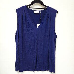 Rosemunde Women's Maritime Blue Sleeveless V-Neck Blouse Size XL